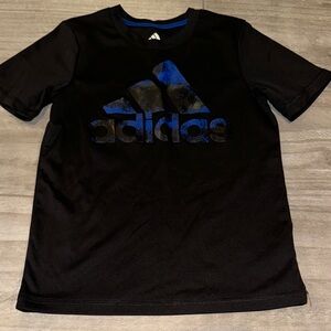 Adidas Kids Black Tee with Blue Logo